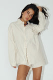 Striped Oversized Shirt - Beige