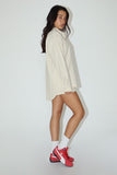 Striped Oversized Shirt - Beige