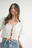 Poppy Eyelet Tie Top - Off White