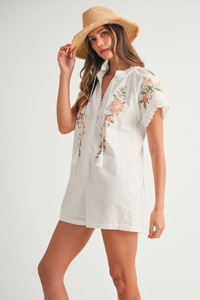 Floral Embroidered Romper