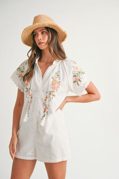 Floral Embroidered Romper