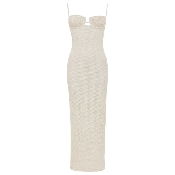 Petal Long Slip Dress - Bone Crochet