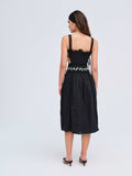 Jolene Embroidered Midi Dress - Black