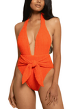 Tropez Tie Up One Piece - Tangerine