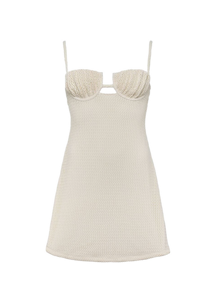 Petal Short Slip Dress - Bone Crochet