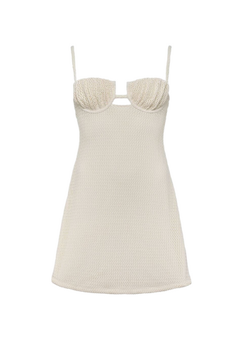 Petal Short Slip Dress - Bone Crochet