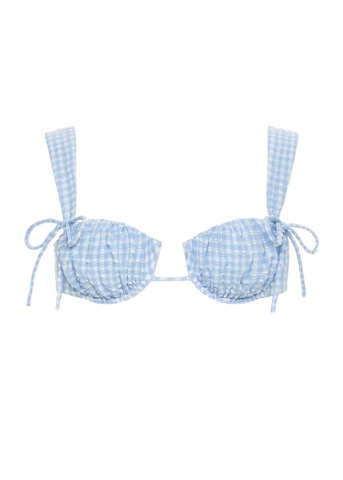 Petal Bikini Top - Peri Micro Gingham