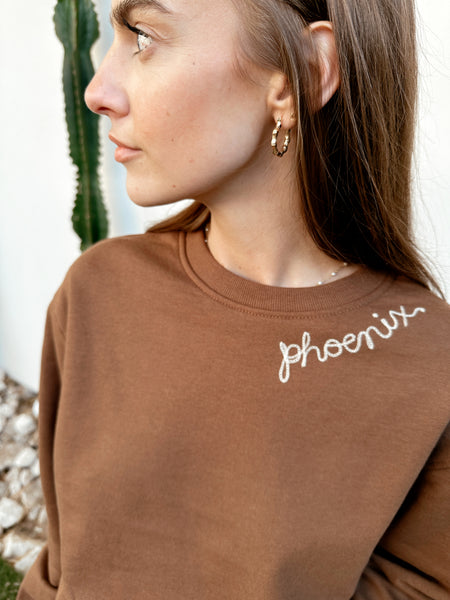 Phoenix Classic Embroidered Sweatshirt - Walnut