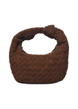 Woven Suede Clutch - Chocolate