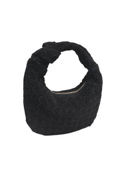 Woven Suede Clutch - Black