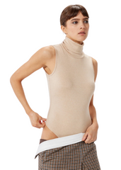 Sophie Rue Turtleneck Tank Bodysuit - Oatmeal