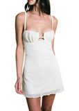 Petal Short Slip Dress - Bone Crochet