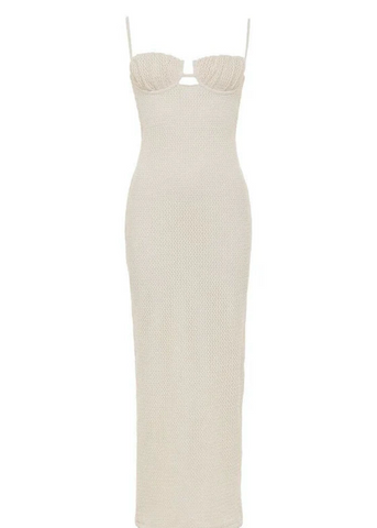 Petal Long Slip Dress - Bone Crochet