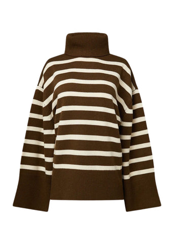 Striped Turtle Neck Sweater - Olive