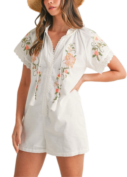 Floral Embroidered Romper