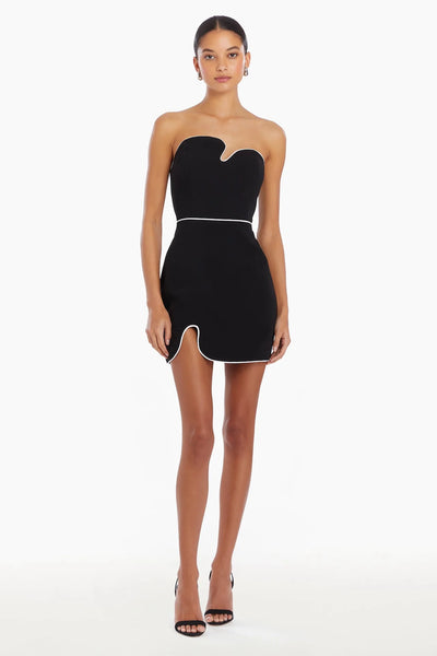 Strapless Puzzle Mini Dress - Black/White