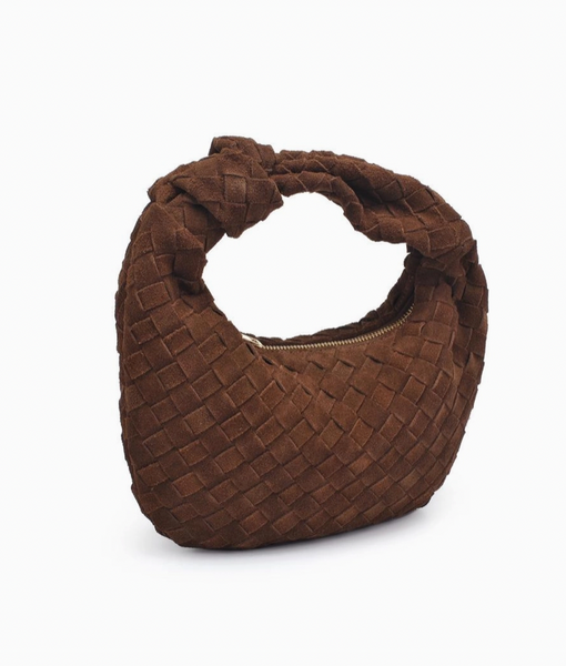 Woven Suede Clutch - Chocolate