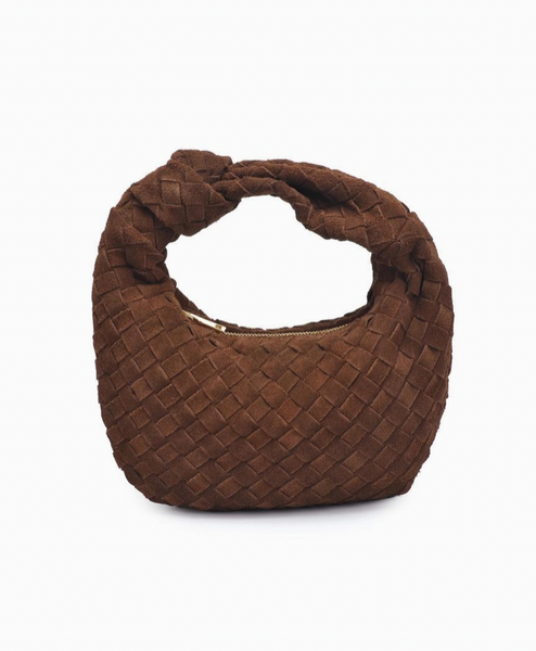 Woven Suede Clutch - Chocolate