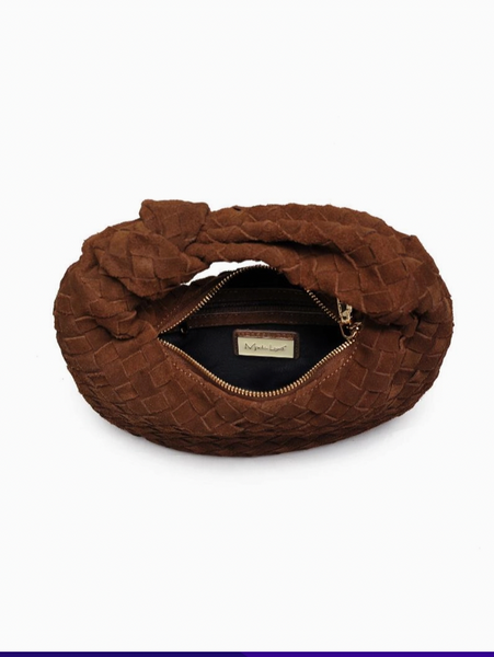 Woven Suede Clutch - Chocolate