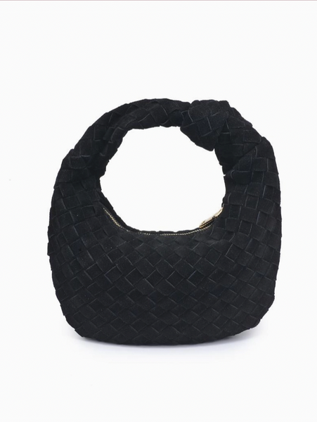 Woven Suede Clutch - Black