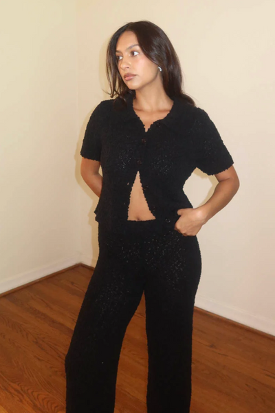 Hailee Boucle Knit Set - Black