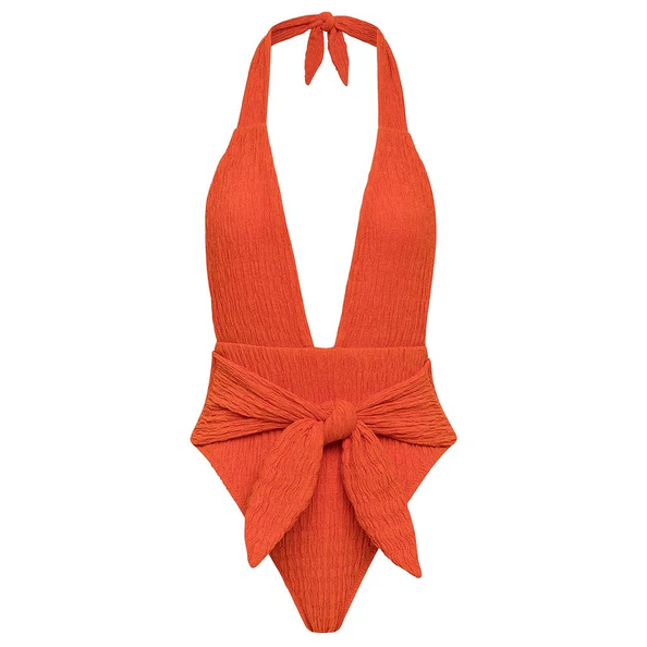 Tropez Tie Up One Piece - Tangerine