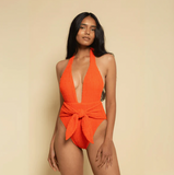 Tropez Tie Up One Piece - Tangerine