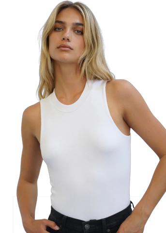 Ribbed Double Layer Tank - White